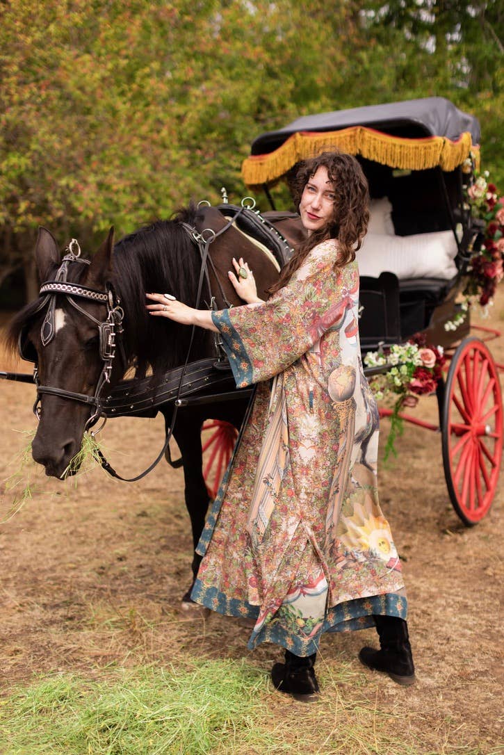 Kimono | Love Revolution Opera Duster Kimono Robe w/ horse & florals