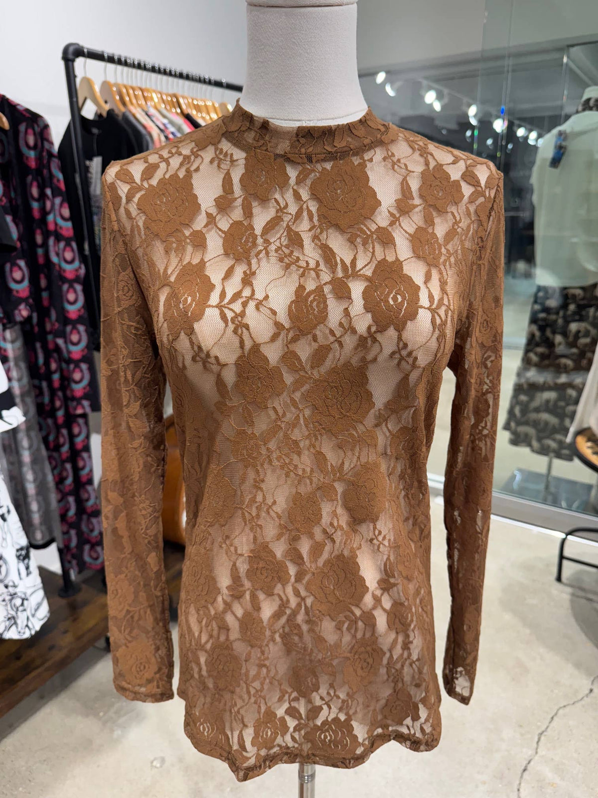 Ladies | Mesh | Lace | Brown | Floral