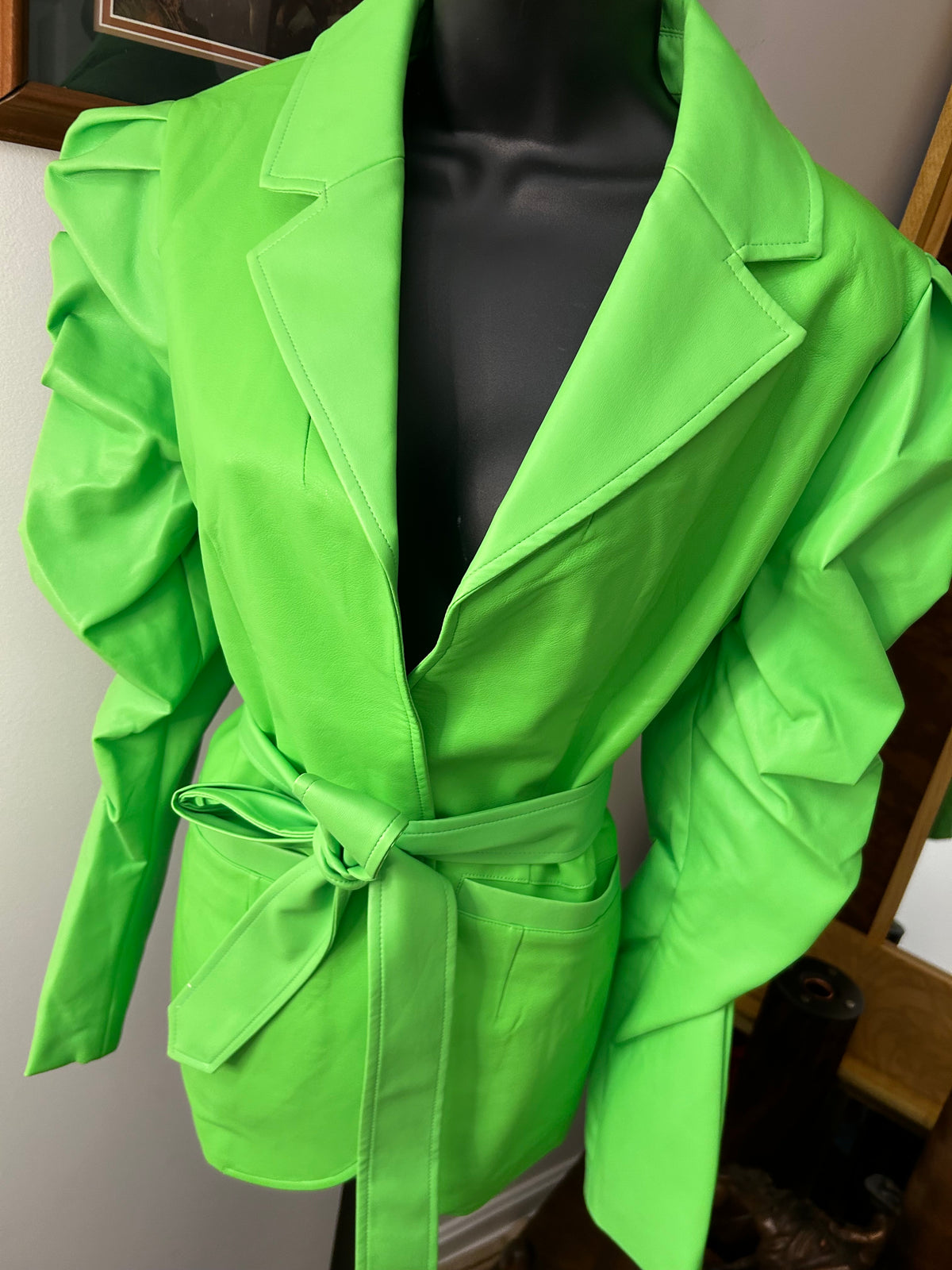 Ladies Blazer| Faux Leather| Neon Green