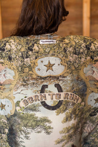 Kimono |Market of Stars |Born to Run Opera Duster Kimono Robe w/ Horse & Flower Print