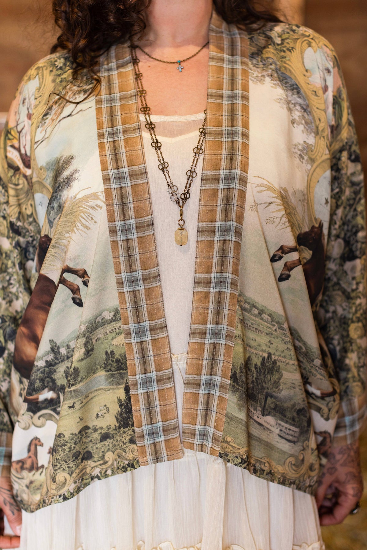 Kimono |Market of Stars |Born to Run Pixie Duster Crop Kimono w/ Horse & Flower Print