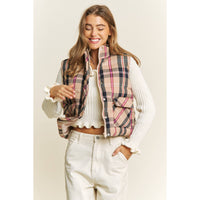 Vest | CROP| PLAID |HIGH NECK |PUFFER VEST