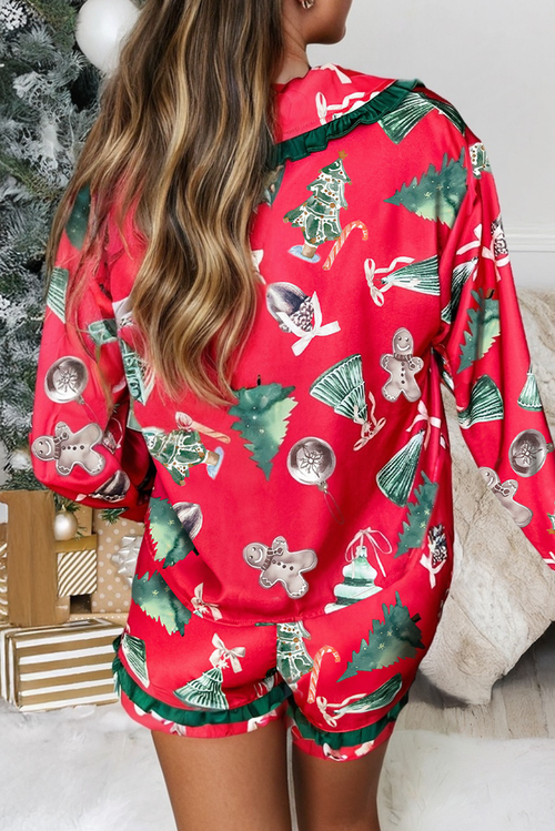 Ladies | Ruffle Trim | Holiday | Pajama Set