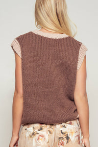 Horseshoe | Crochet | Ribbed | Sweater Vest|  Brown