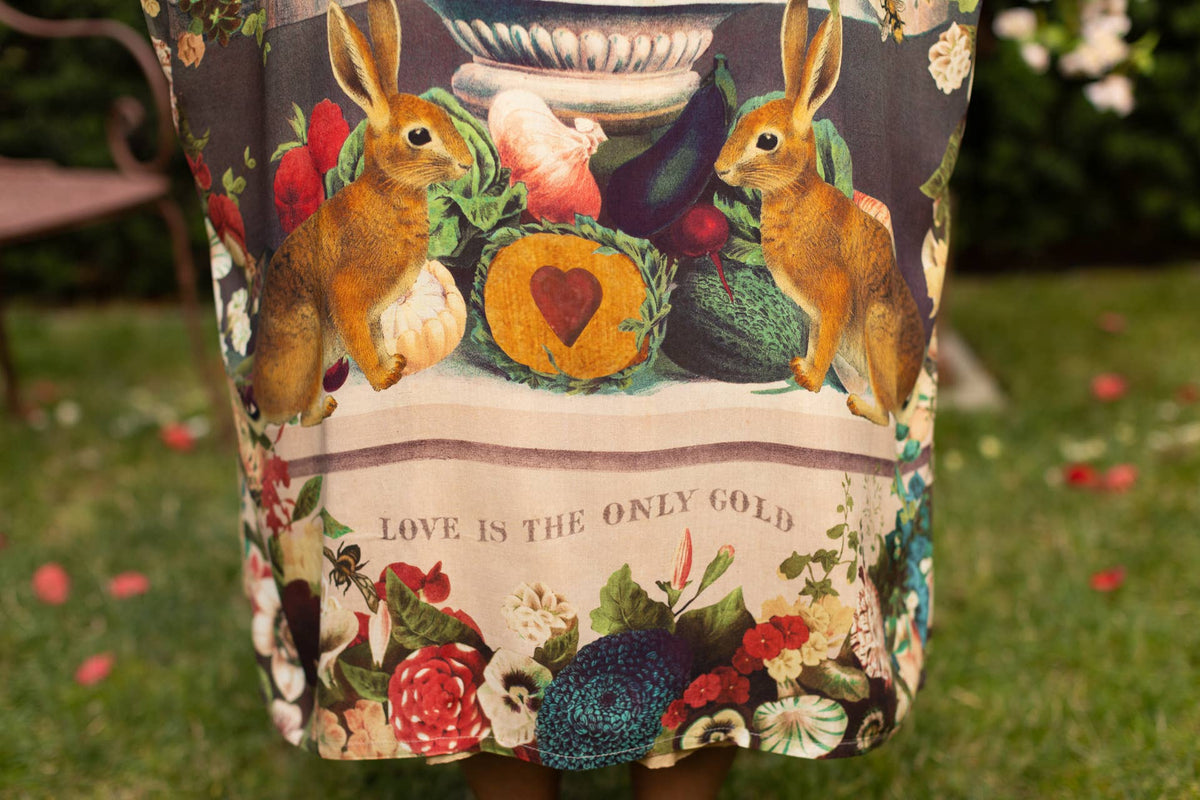 Kimono |Market of Stars| Stay Gold Opera Duster Kimono Robe w/ Rabbits Flowers & Bees