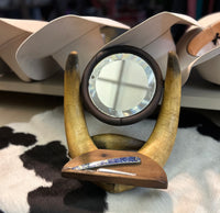 Western Antique |Shaving Mirror| Horns| Bison