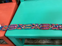 Hat Band| Beaded |Teal Red Crystal