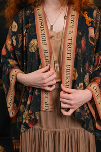 Kimono |Market of Stars|- Heart of Gold Pixie Duster Crop Kimono w/ Sacred Heart
