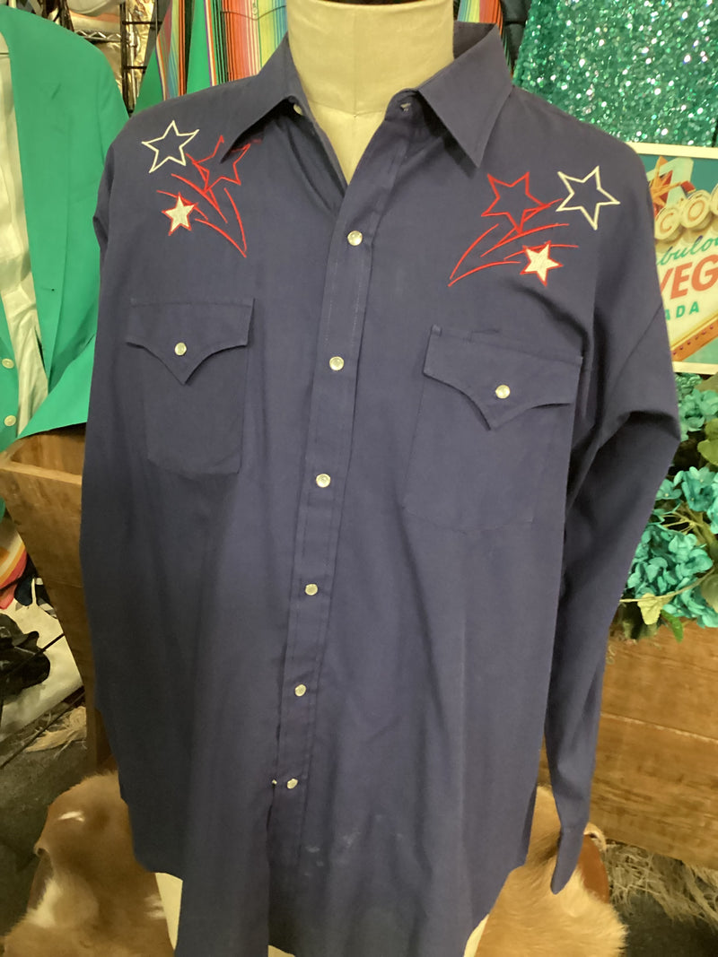 Western Shirt | Patriotic |Blue with Stars