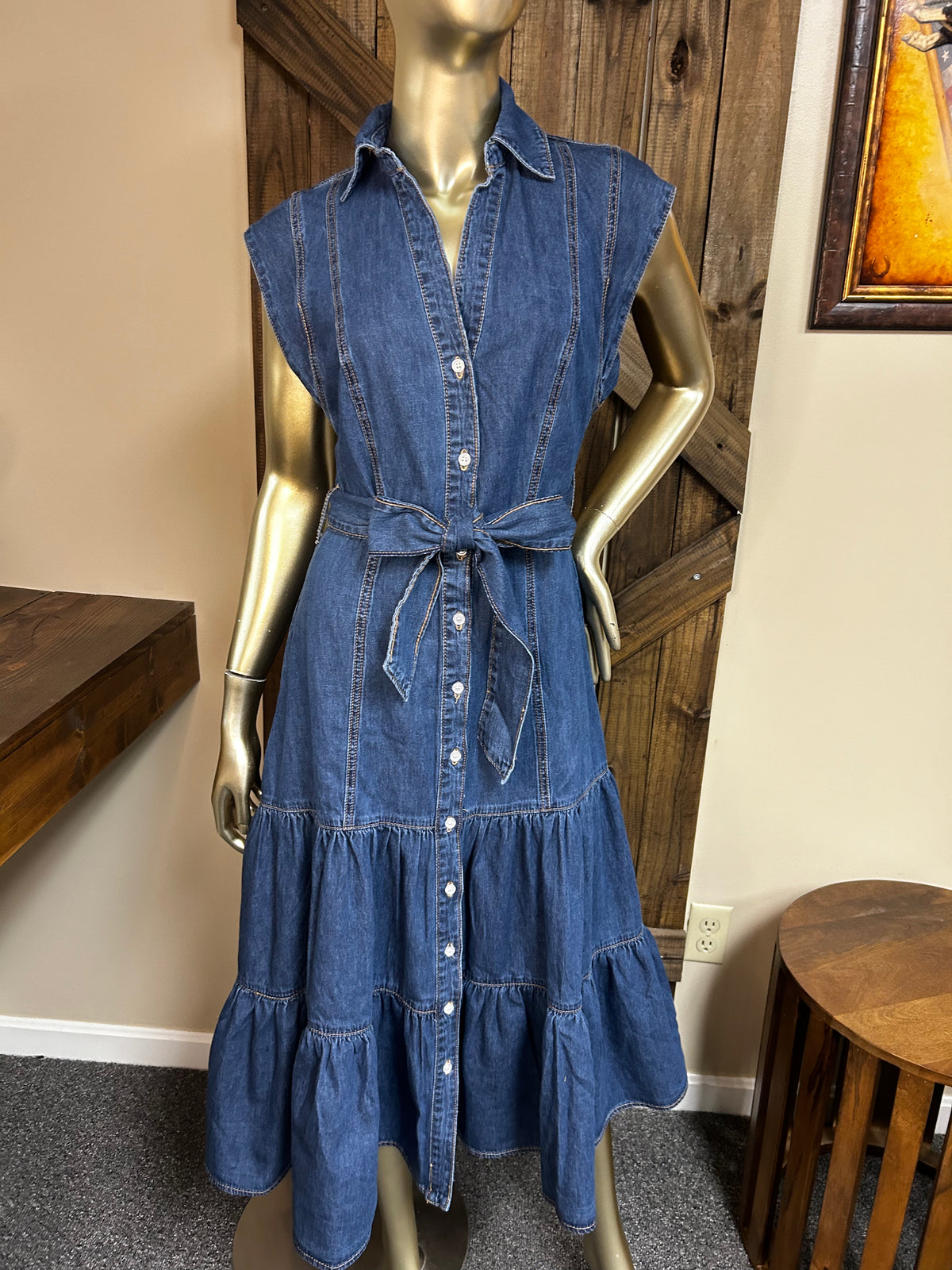 Denim Ladies Dress| Ruffle