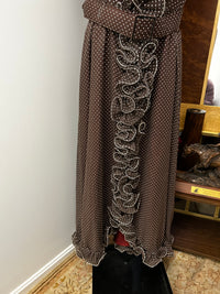 Ladies Dress|Vintage |Brown pin dot ruffle