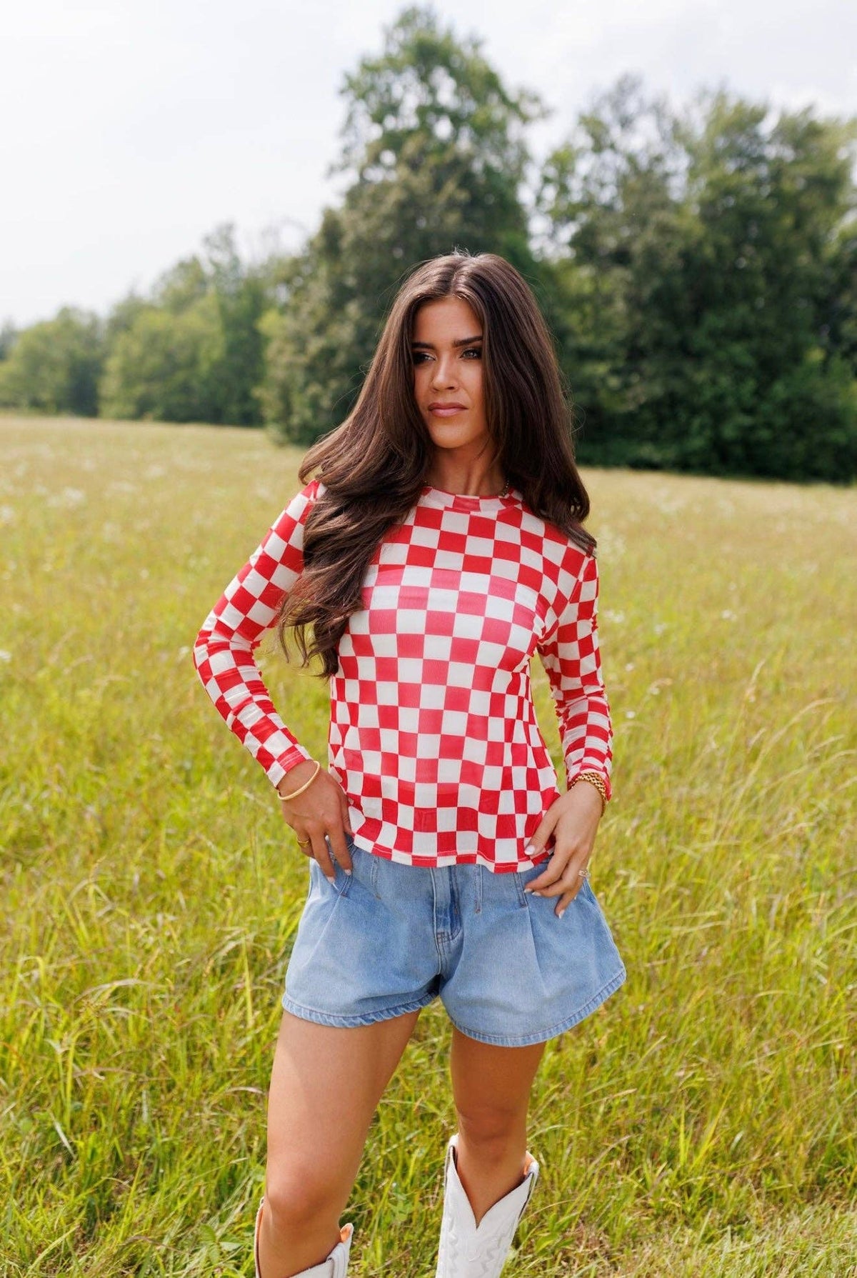 Mesh Top | Red Checkerboard | Mesh Top