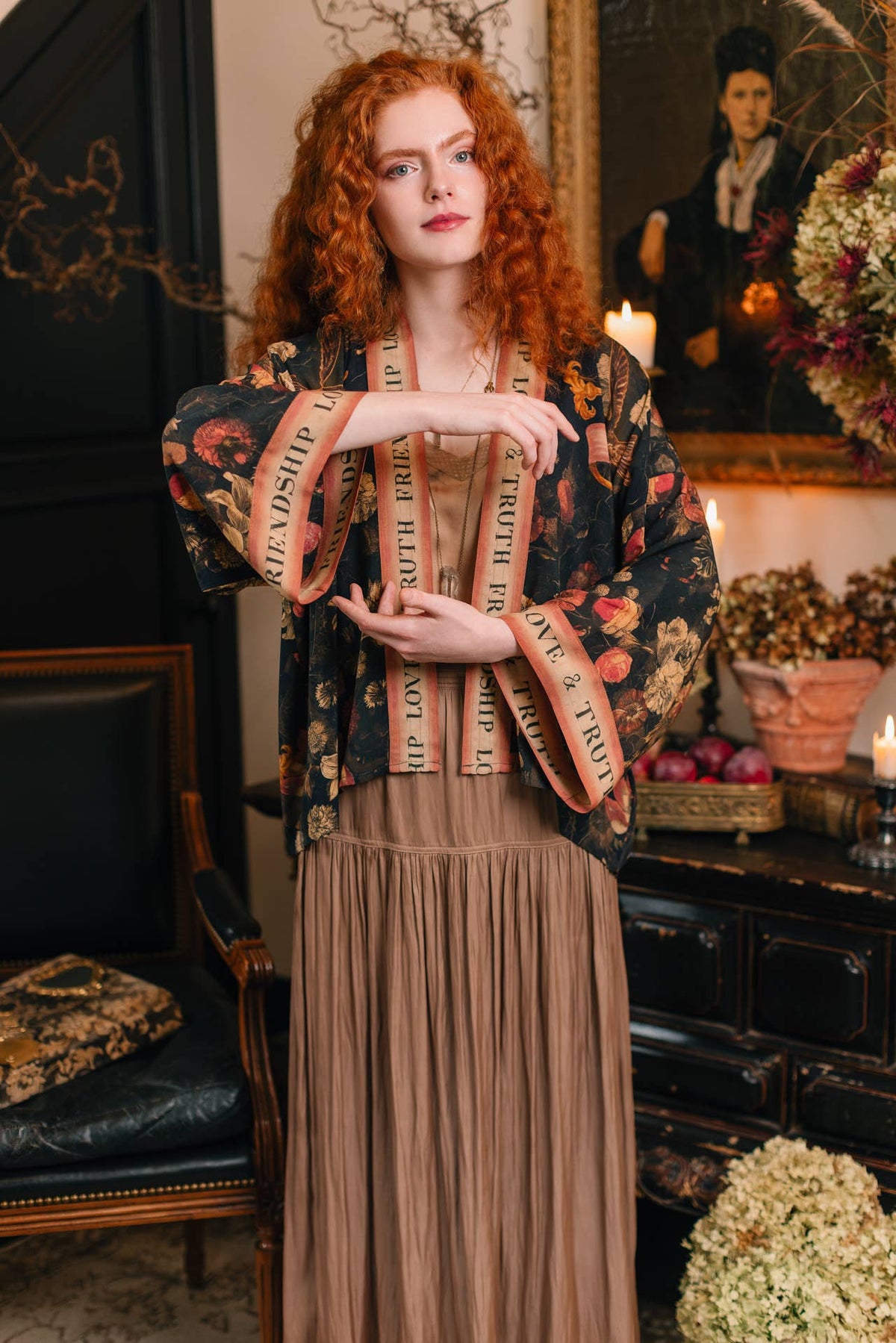 Kimono |Market of Stars|- Heart of Gold Pixie Duster Crop Kimono w/ Sacred Heart