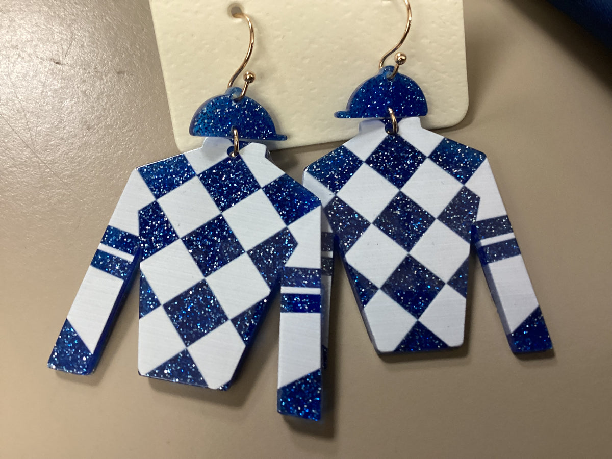 Jockey Silks | Earrings | Blue White