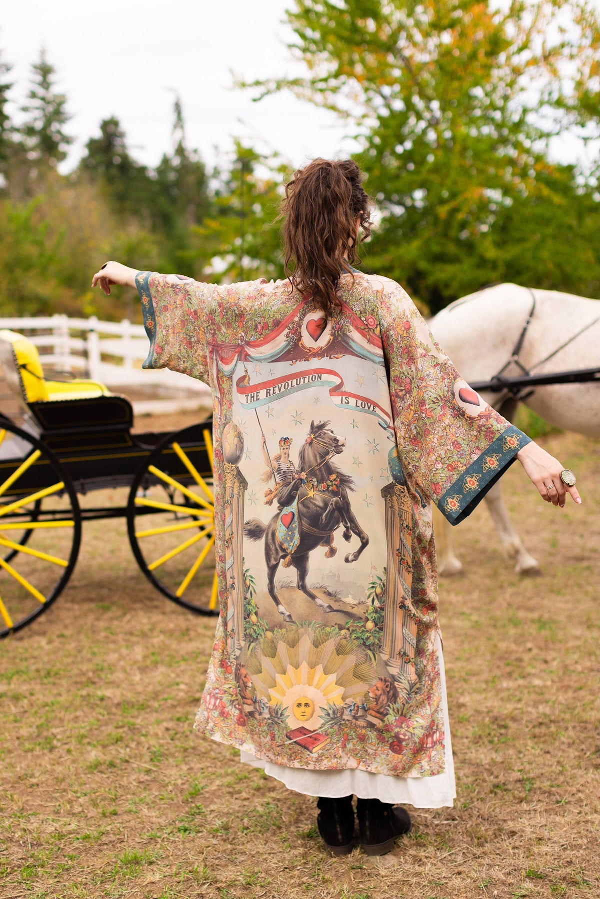 Kimono | Love Revolution Opera Duster Kimono Robe w/ horse & florals