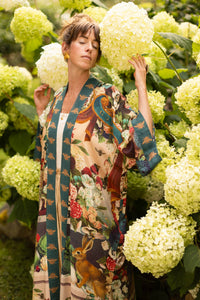 Kimono |Market of Stars| Stay Gold Opera Duster Kimono Robe w/ Rabbits Flowers & Bees