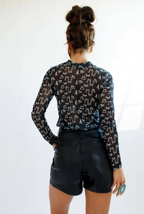 Mesh Top | Black Brand | Sheer | Mock Neck