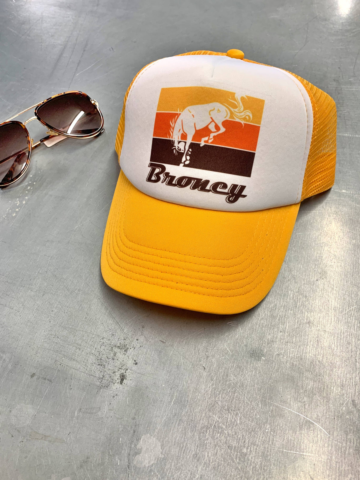 Ball Cap| Broncy |yellow gold  foam trucker hat