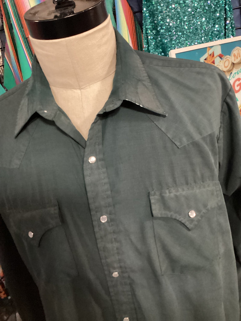 Vintage Western Shirt| Sheplers| Dark Green