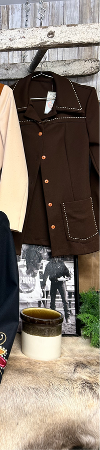 Vintage Jacket | Brown cream stitch
