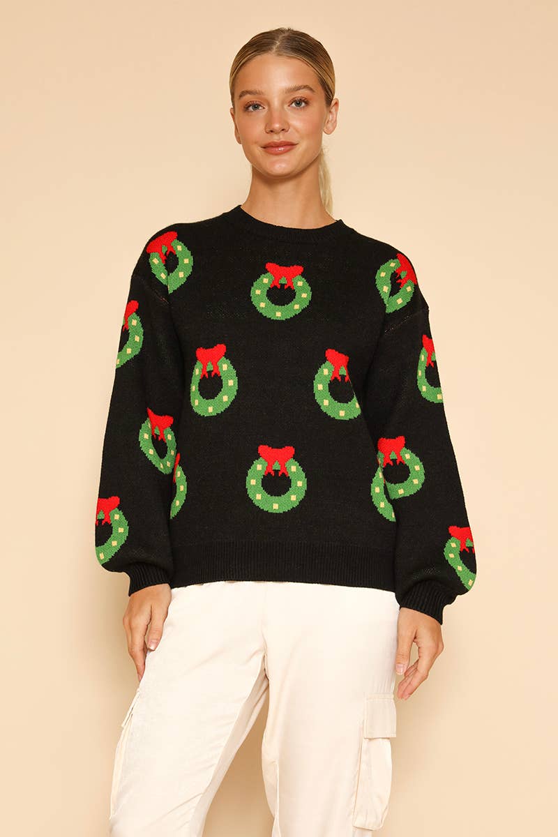 Ladies | Wreath | Holiday | Sweater