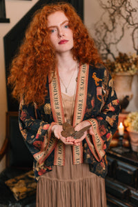 Kimono |Market of Stars|- Heart of Gold Pixie Duster Crop Kimono w/ Sacred Heart