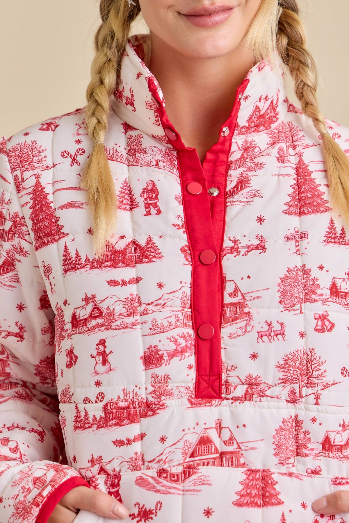 Jacket| Christmas Toile Printed |Quilted Jacket