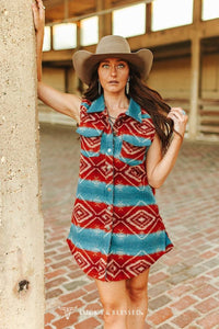Ladies | Deep Aztec | Wool | Button Down | Dress