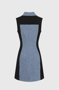 Denim Dress| Black Panel