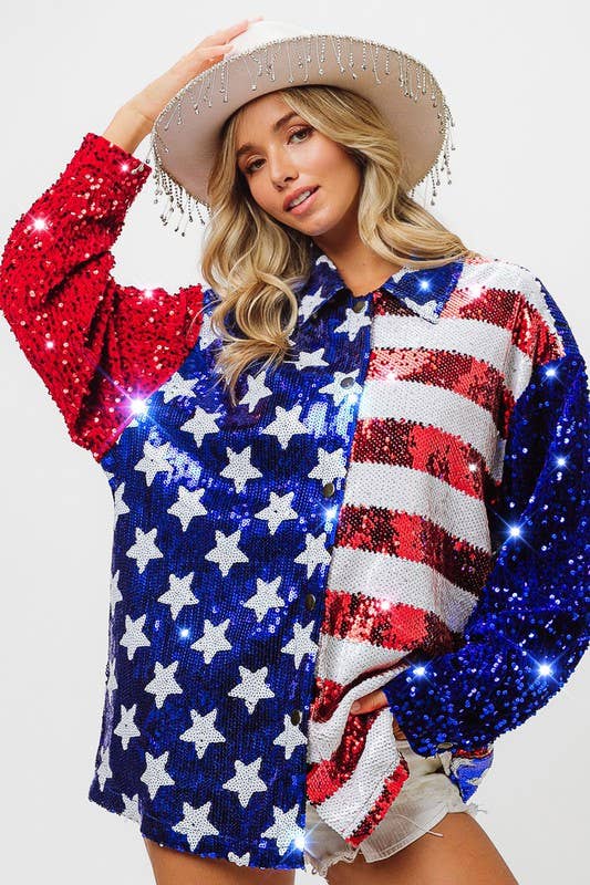Velvet | Sequin | American Flag | Shirt