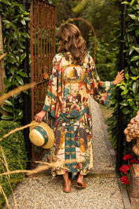 Kimono |Market of Stars| Stay Gold Opera Duster Kimono Robe w/ Rabbits Flowers & Bees