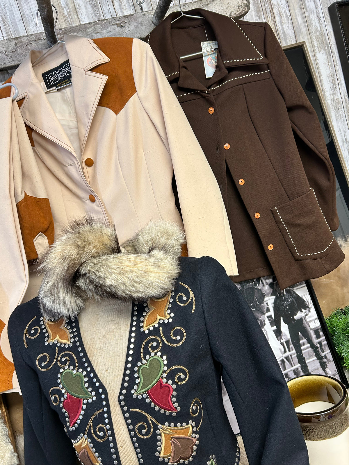 Vintage Jacket | Brown cream stitch