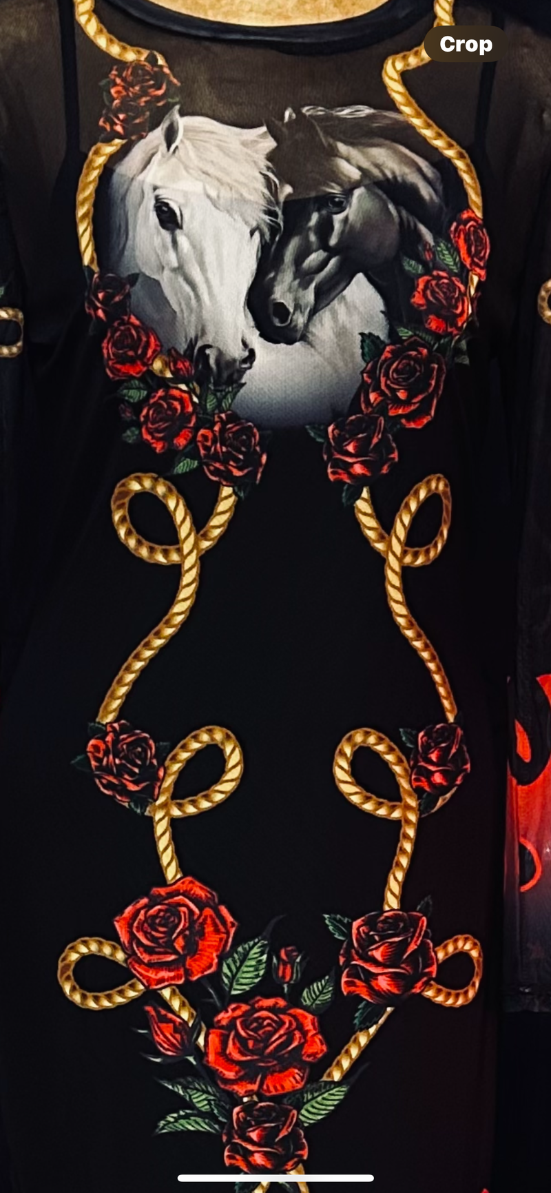 Ladies Dress| Sheer roses & horses|