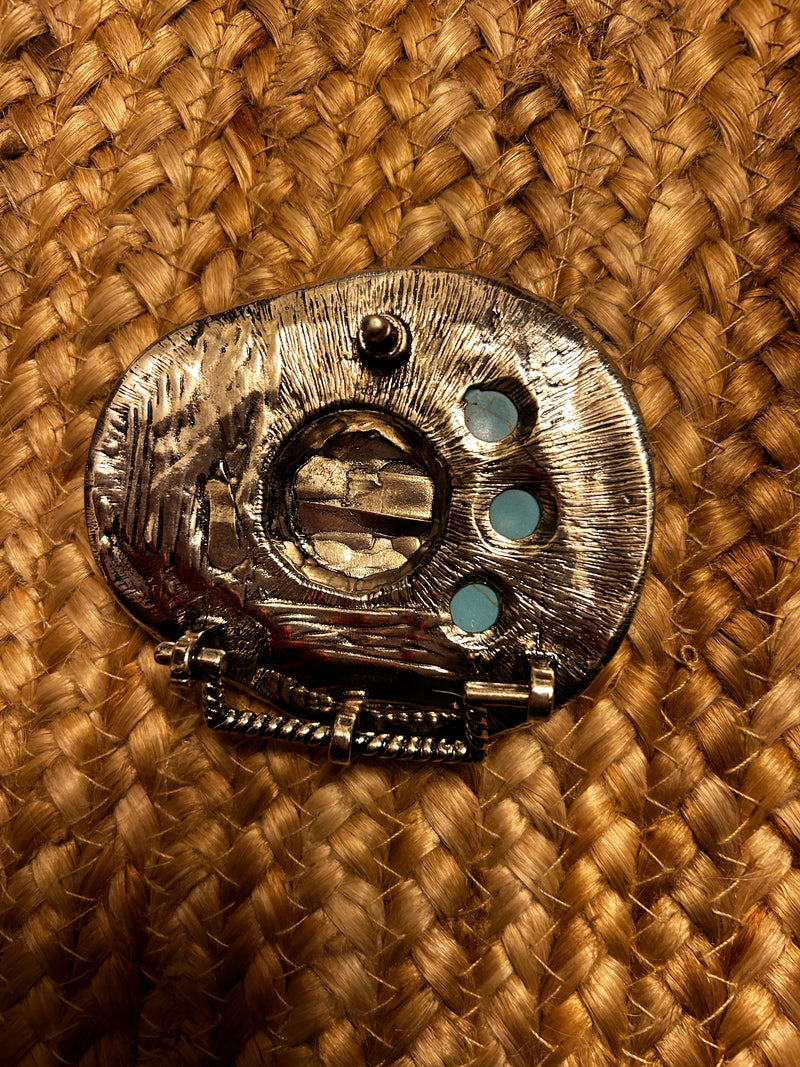 Belt Buckle| Cowboy Hat| Faux Turquoise