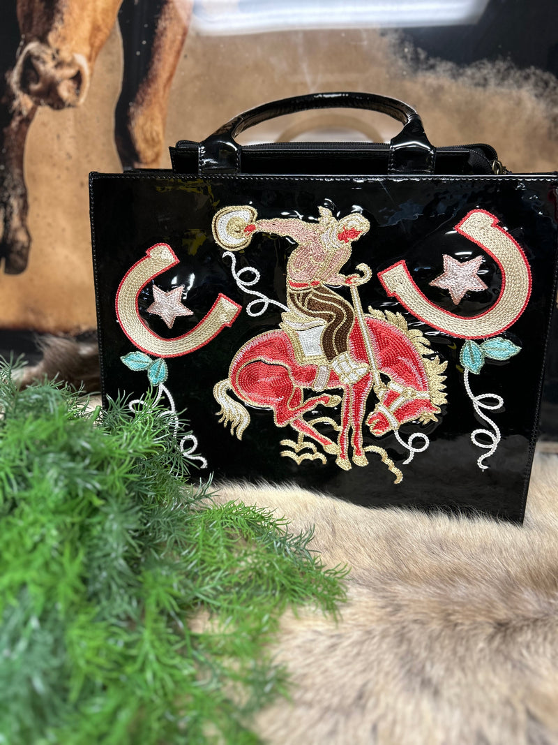 Patent Leather Purse| Bucking Horse