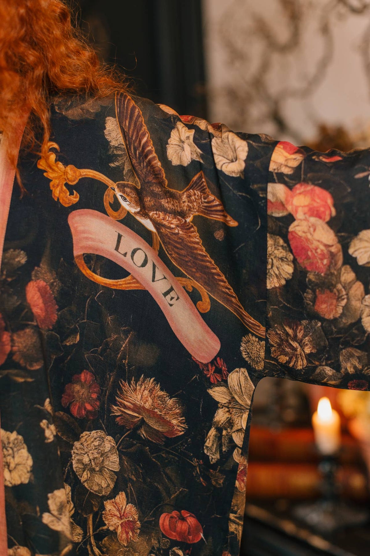 Kimono |Market of Stars|- Heart of Gold Pixie Duster Crop Kimono w/ Sacred Heart