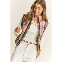 Vest | CROP| PLAID |HIGH NECK |PUFFER VEST