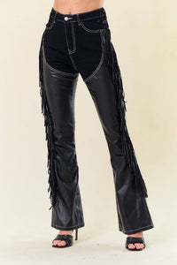Ladies | Black | Denim | Chaps | Fringe