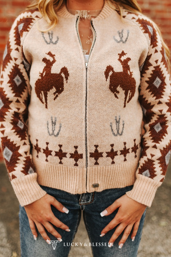 Sweater| Kickin Bronco |Knit Zip-up