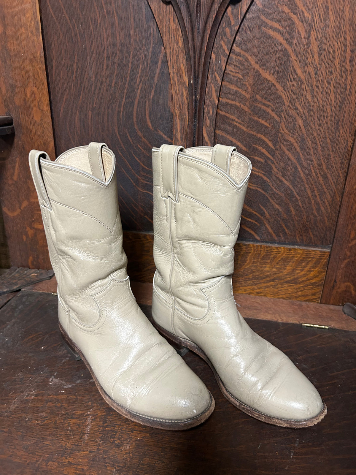 Vintage Ladies Boots|Justin Ropers|Taupe