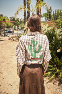 Ladies|Gingham |Embroidered |Western Snap |Blouse