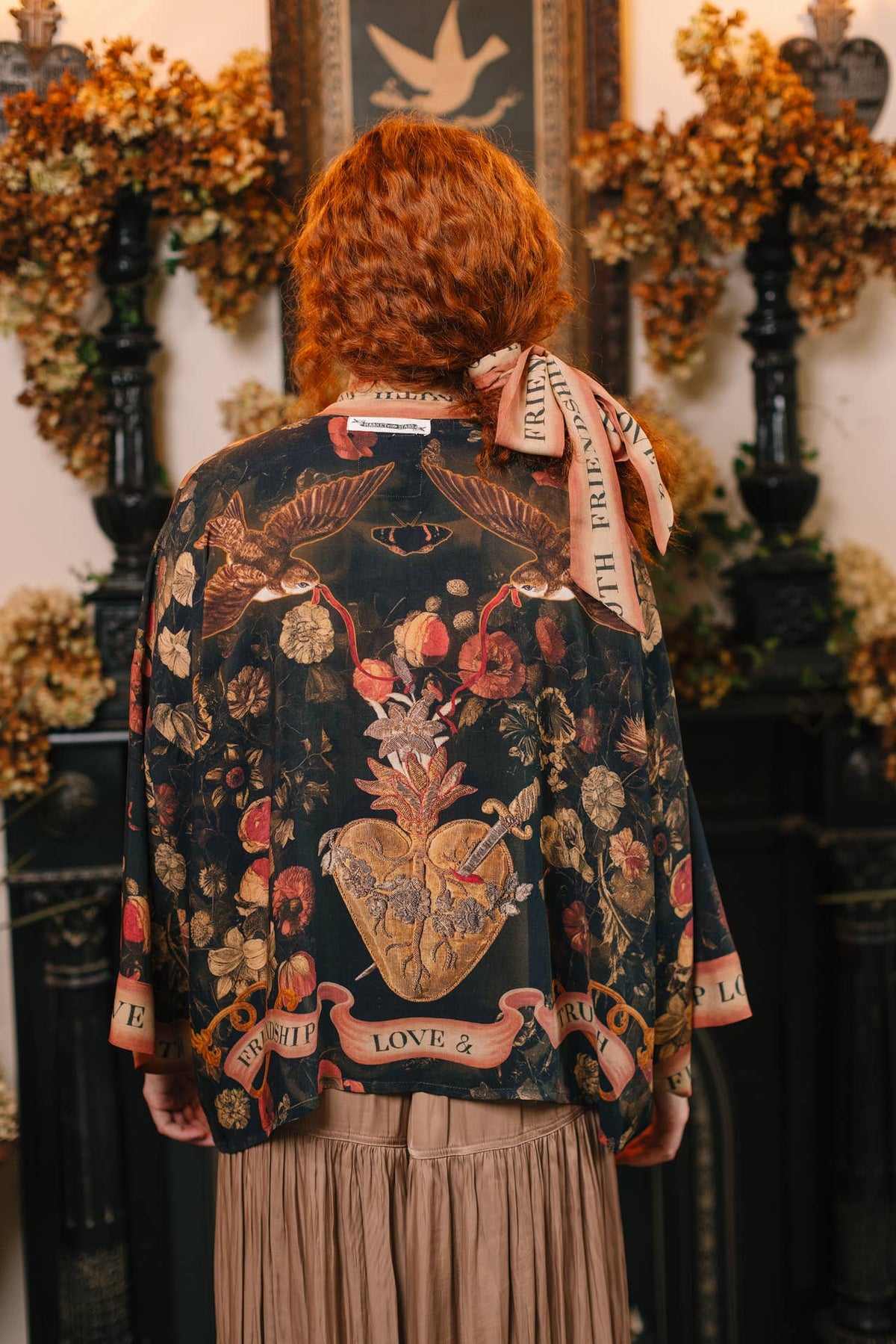 Kimono |Market of Stars|- Heart of Gold Pixie Duster Crop Kimono w/ Sacred Heart
