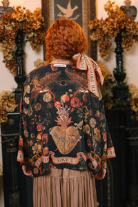 Kimono |Market of Stars|- Heart of Gold Pixie Duster Crop Kimono w/ Sacred Heart