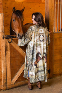 Kimono |Market of Stars |Born to Run Opera Duster Kimono Robe w/ Horse & Flower Print