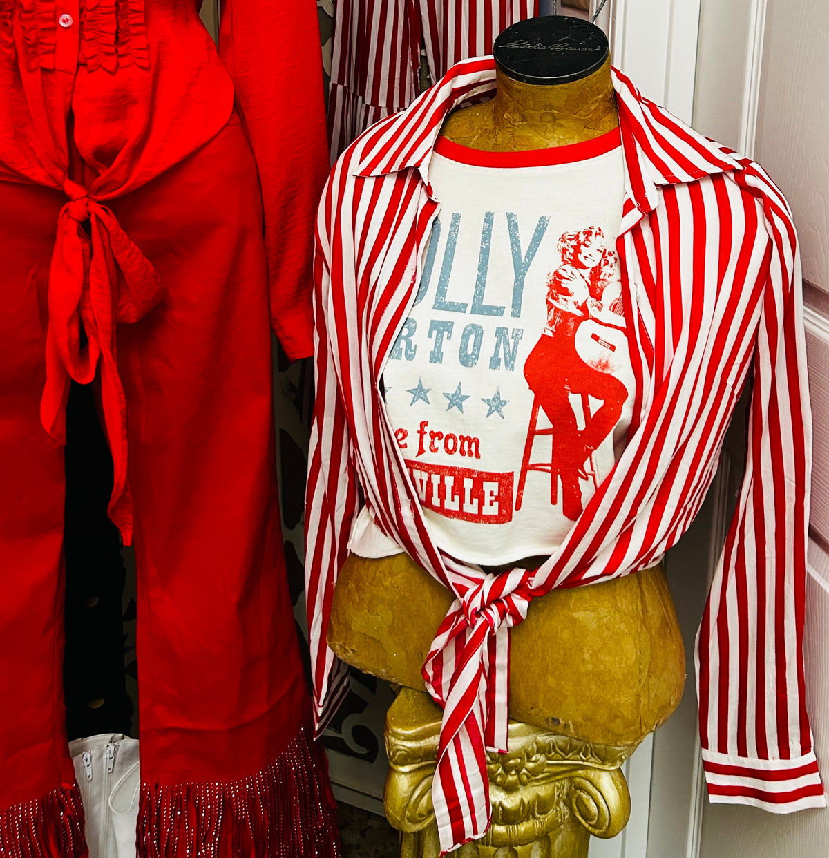 Ladies Blouse |Red Stripe|