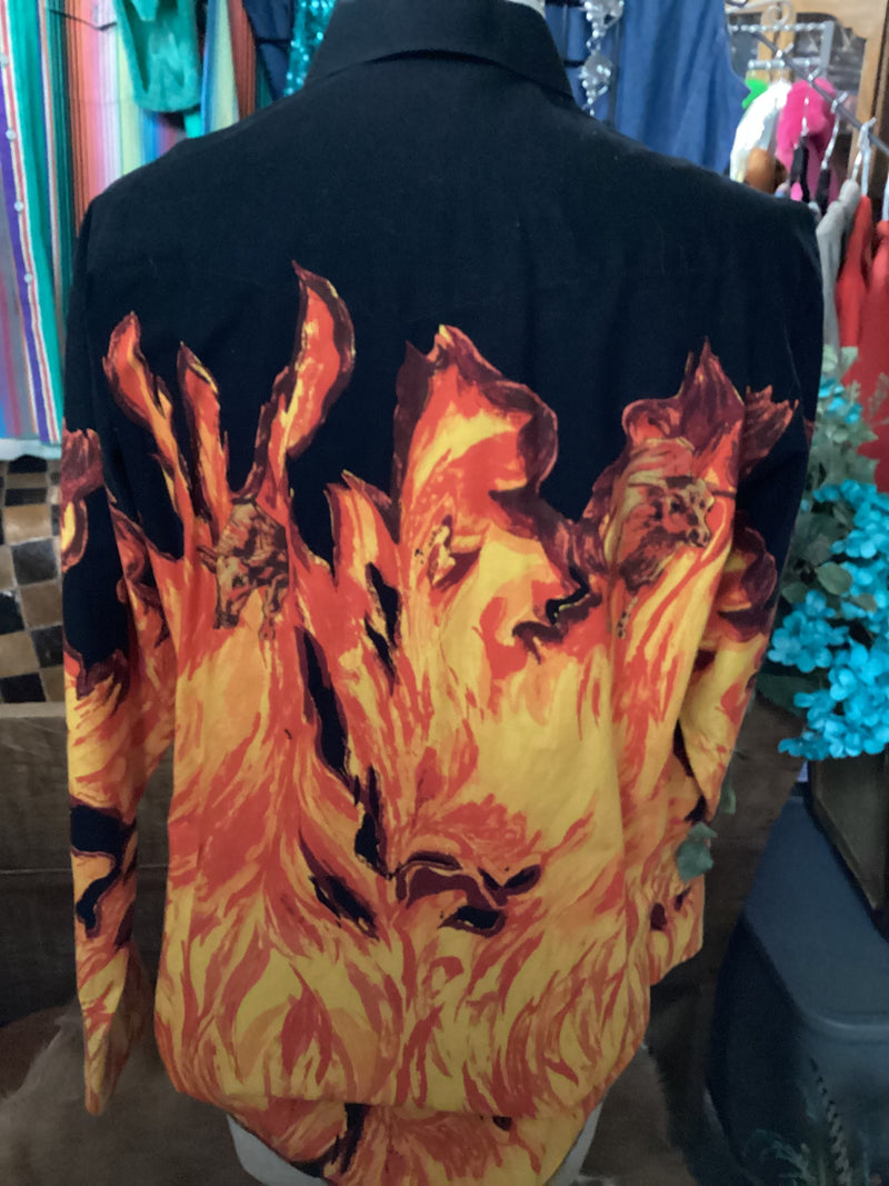Vintage Wrangler | Flame| Black Collar