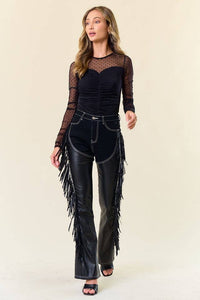 Ladies | Black | Denim | Chaps | Fringe