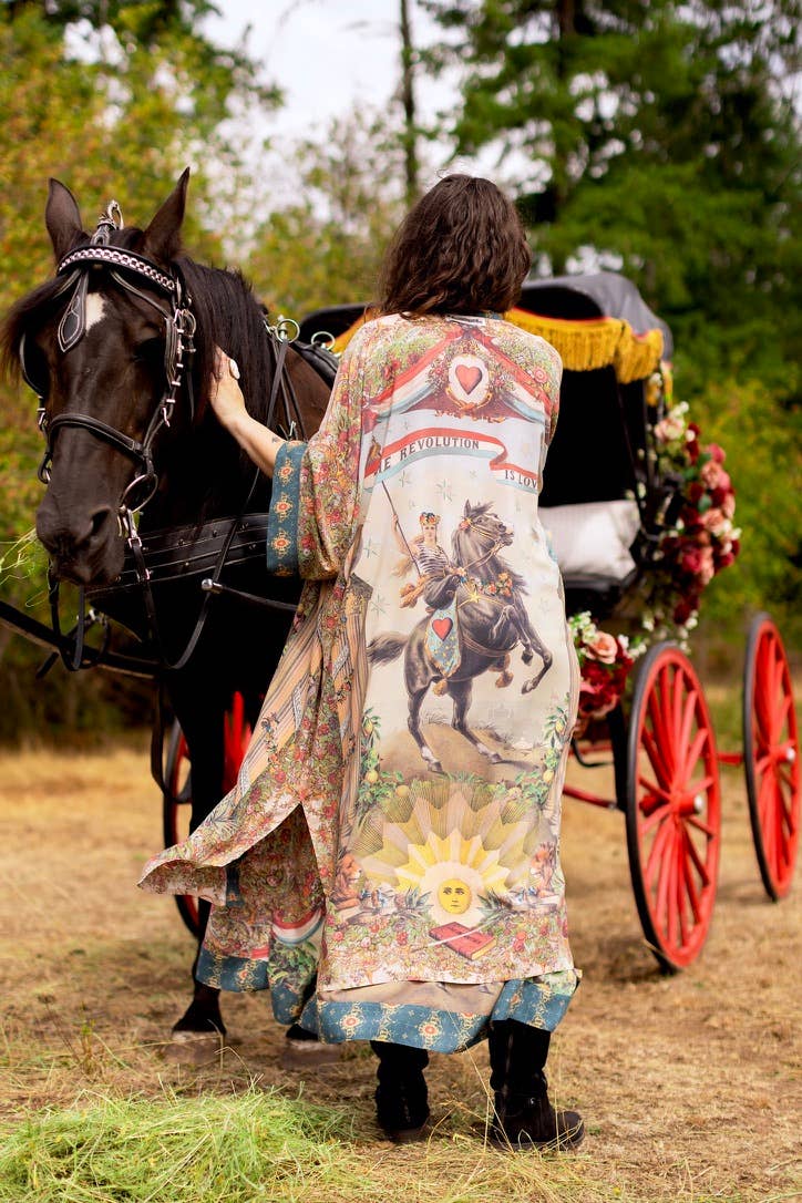 Kimono | Love Revolution Opera Duster Kimono Robe w/ horse & florals