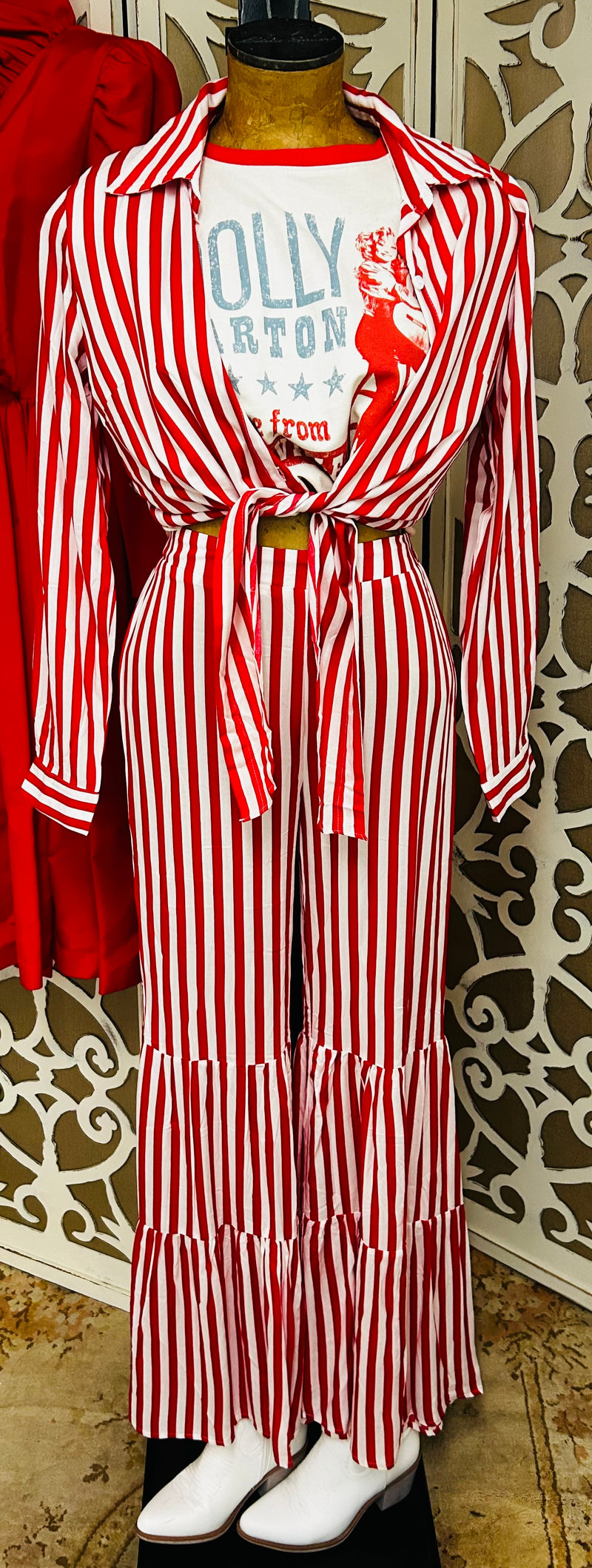 Ladies Pants |Red Stripe|