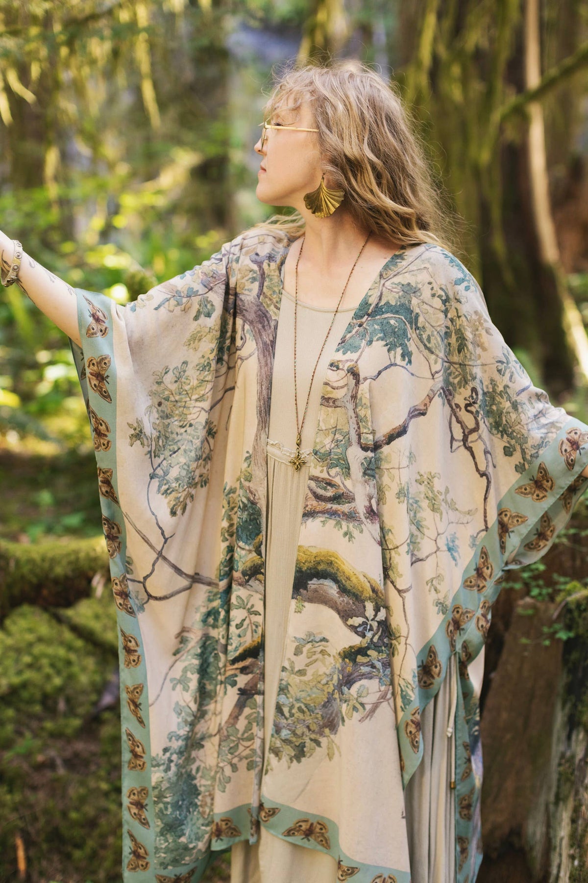 kimono |Market of Stars|Earth & Sky Bohemian Goddess Starduster Kimono w/Trees